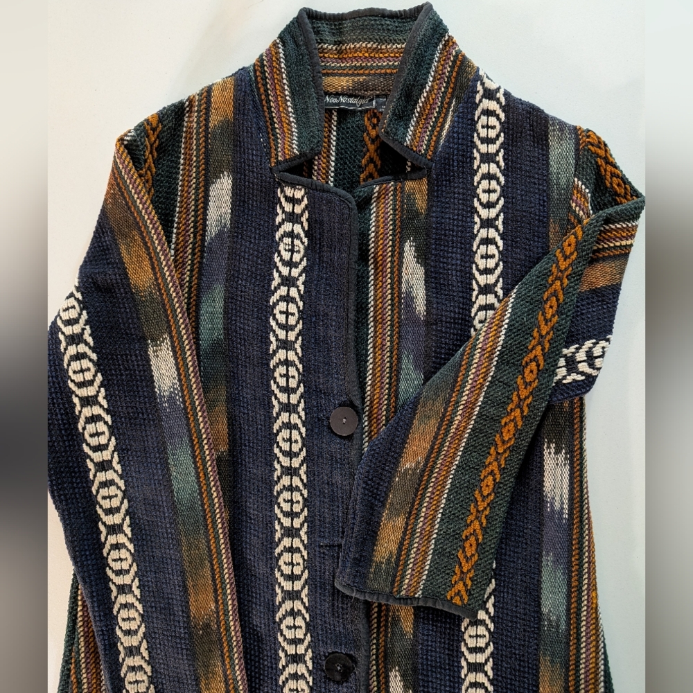 Vintage Nos Nostalgia cotton Southwestern woven earthy boho jacket. Medium - Picture 16 of 16